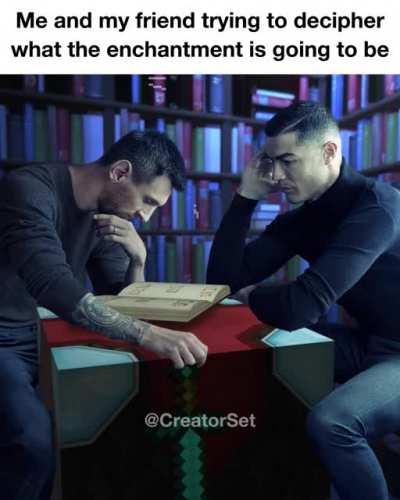 Me and my friend trying to decipher what the enchantment is going to be: