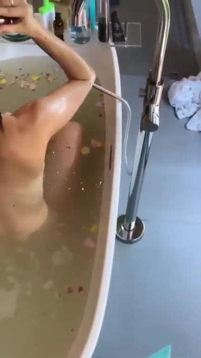 Whitney Cummings bathing after a photo op! (via one of her Instagram stories)