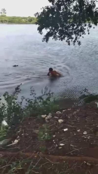 Swimming in Caiman-infested waters.