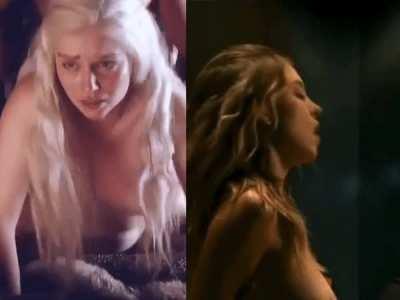 Emilia Clarke doggy style or Sydney Sweeney riding you?