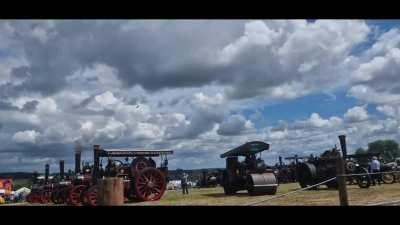 Does a Sunday afternoon get any better than a fly past by a Spitfire & Hurricane with a whistle solute at a steam fair?