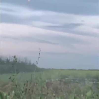 Ukrainian soldier strikes a Russian vehicle with a FGM-148 Javelin missile in eastern Ukraine