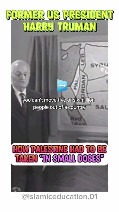 Damn. Here i thought Palestine never exist. Isn't this the same Truman who calls Oppenheimer a crybaby when he is a Jew himself? Confused and madness.
