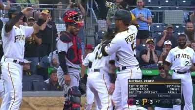 [Highlight] Michael Perez takes a hanging cutter from Bryan Shaw over the Clemente wall to give the Pirates the 3-2 lead in the 7th