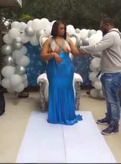 prom dress with much cleavage