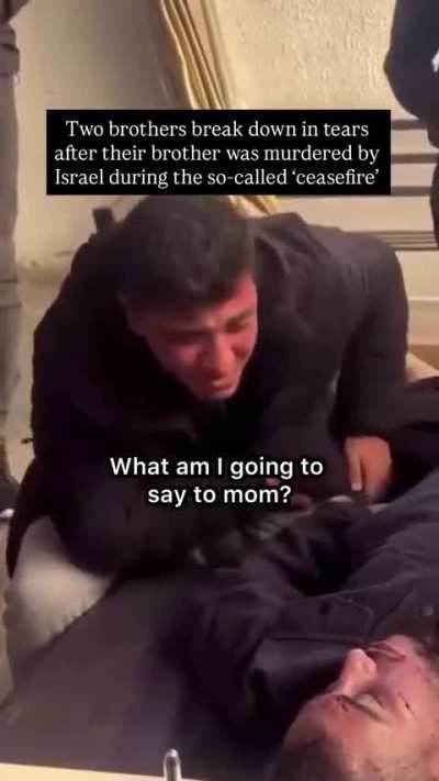 Two brothers break down in tears after their brother was murdered by Israel during the 