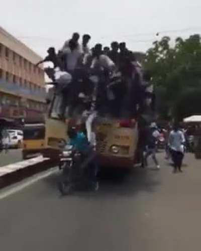 Bus sprayed people down