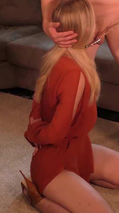 She was always bad at giving head, so I took it upon myself to make her the perfect little hotwife all while her cuck got to watch and be amazed by her new skill