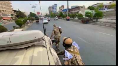 In Afghanistan, the local police in Kabul are using roller blades and little Taliban flag on their shoulders to clear traffic