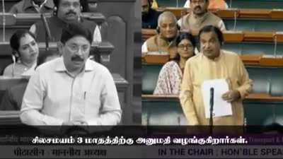 Maran asks why Chennai - Bangalore takes a long time to finish. Gadkari asks the TN government to provide permissions to continue the road constructions