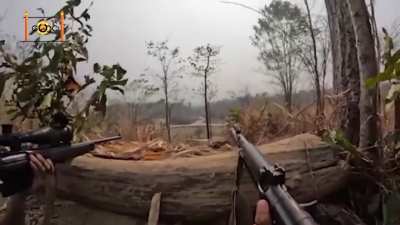[Myanmar/Burma] March 2023-Yaw Defense Force (rebels) ambush a Tatmadaw (military junta) column near Htilin with weapons including a Steyr rifle and Type 81.