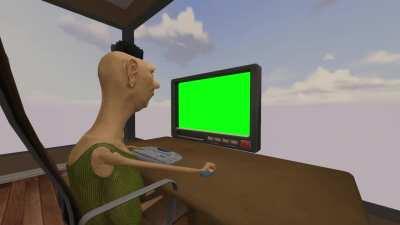 Hamood Playing On Computer Template (Greenscreen)