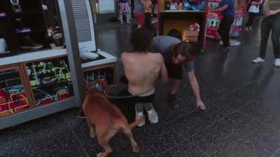 Homeless guy gets maced at LA Trump rally, starts dancing