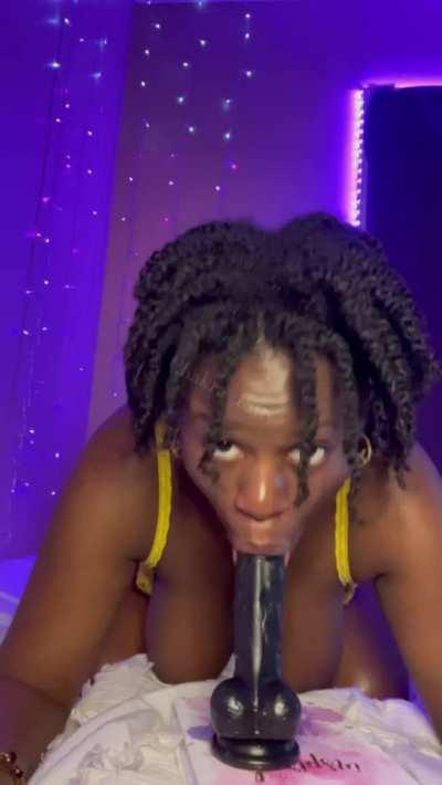 You like the way I ride this big creamy dildo?