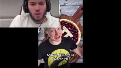 Adin Ross's reaction to misinformation about the irrationality of π on March 14th