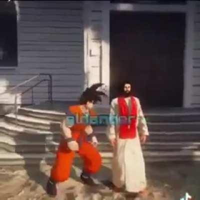 Goku peleando con Jesus