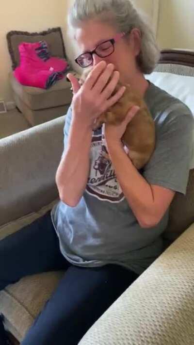 Surprised my Mom with a mini dachshund puppy. Her beloved dachshund passed away a few years ago. Merry Christmas Mom ❤️.