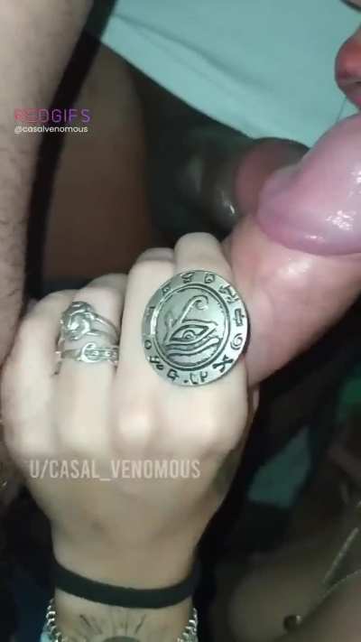 First time at the Swinger's Club and I ended up sucking more cocks then I ever did in my life. Here I am sucking 4 at the same time.