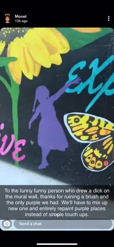 Defacing a WIP mural and ruining a brush