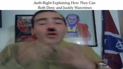 Auth-Right Explaining How They Can Both Deny and Justify Warcrimes