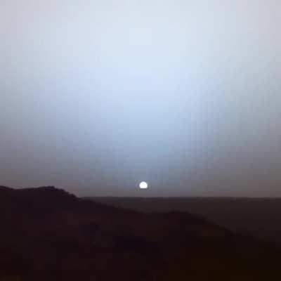 Sunset on Mars Gusev Crater Captured by NASA's Spirit Rover..