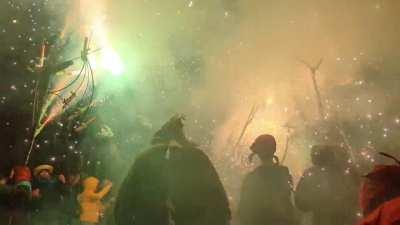 My phone broke while making this video. Correfocs a la plaça de la Virreina, Gràcia.