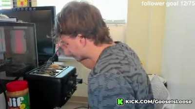 Streamer stuck a fork in a toaster