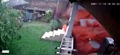 Heavy rains causes a mudslide and destroys a house. Brazil, November 18, 2021