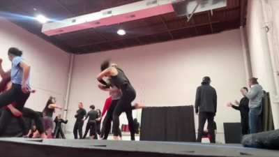 Britt Baker sole(s) rehearsal for Cobra Kai