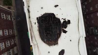 The remains of the downtown Embassy Apt. that burned yesterday. Everyone made it out ok.