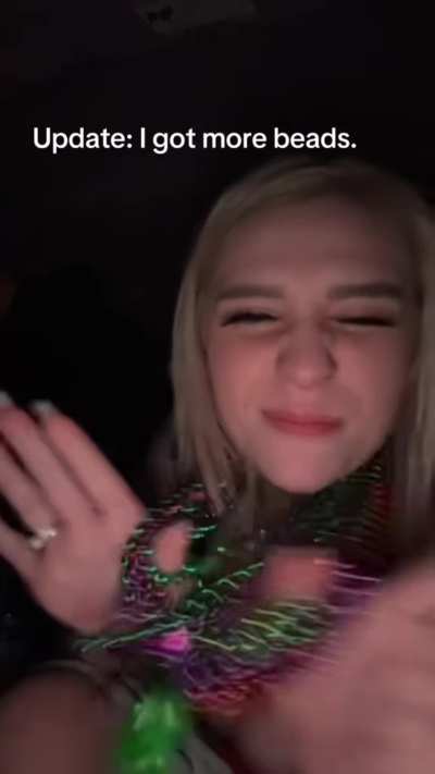 Extended cut of a real TikTok i posted from a few days ago.  Mardis Gras’ Bead Based Economy works a little differently at swingers clubs.