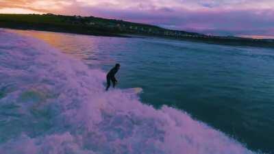 Surfers in Garretstown catching the last few waves before lockdown