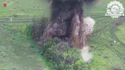 The Ukrainian Armed Forces carried out a MiG-29 airstrike using guided aerial bombs on a dugout with Russian soldiers and ammunition. May 2025, location not disclosed.