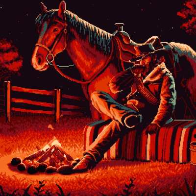 Cowboy Campfire - Pixel art by me