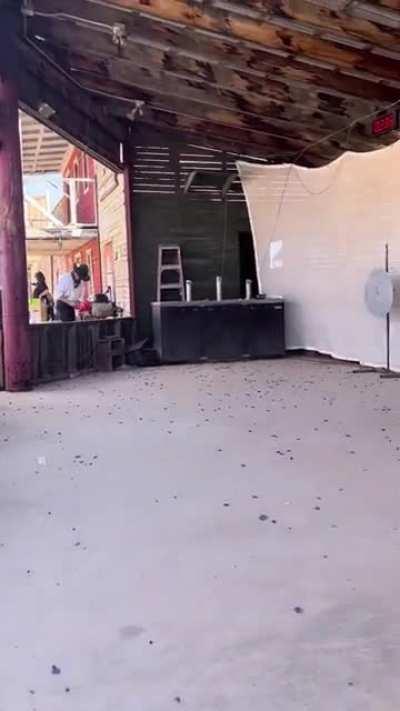 The posture required for speed-shooting from a holster