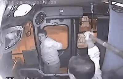 Tries to rob someone and the door gets shut on him