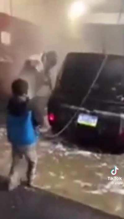 To try and wash the car