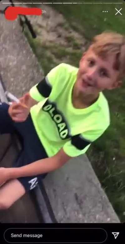 Handing your cigarette to a kid..