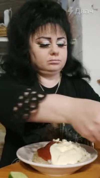 HMF while I show you how a Slavic Babushka gets passionate at dinner time.
