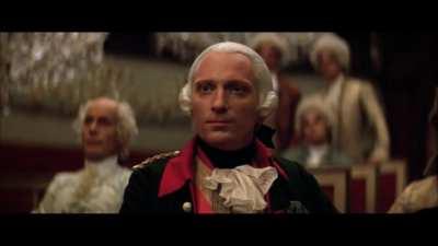 W. A. Mozart na generální zkoušce opery Fišarova svatba s přítomností císaře Josefa II. (Vídeň, 1786, kolorizováno)