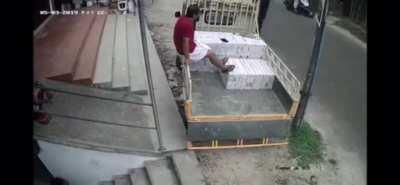 Guy throws the enemy into a wall. The enemy gets revenge on an innocent moped driver.