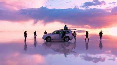 Salar de Uyuni, Bolivia - world's largest salt flat spread across 10,000 sq. km. Also referred to as the 