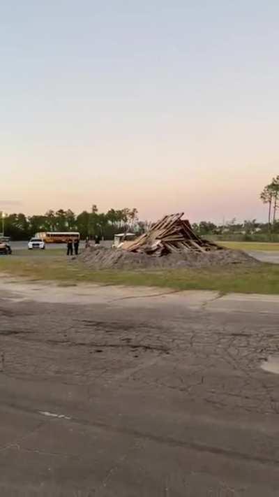 Man creates an explosion instead of a bonfire for a school event