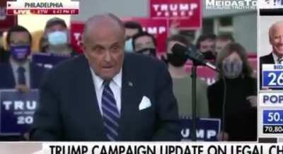 Rudy Giuliani’s face when Fox calls Michigan for Biden (From MeidasTouch)
