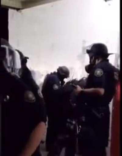 Law enforcement brutally arrests a disabled man for making a joke.