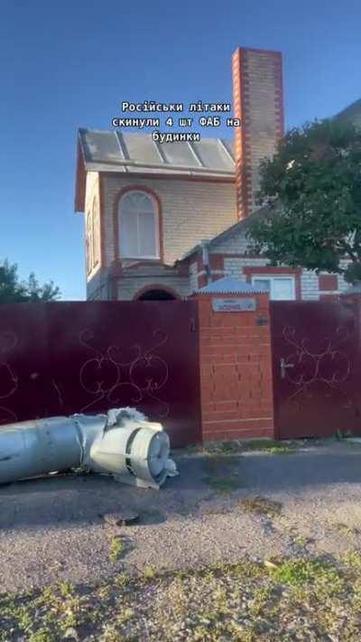 “Russian SU34m dropped four high- explosive aerial bombs on residential buildings in the city of Kupyansk, fortunately three of them did not explode”.