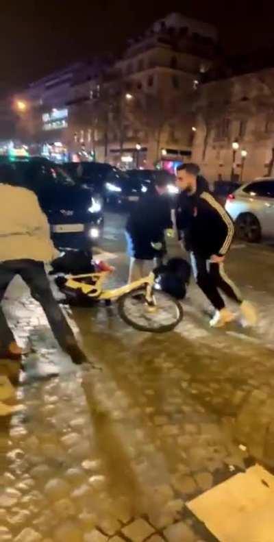 Throwing a scooter on a random car