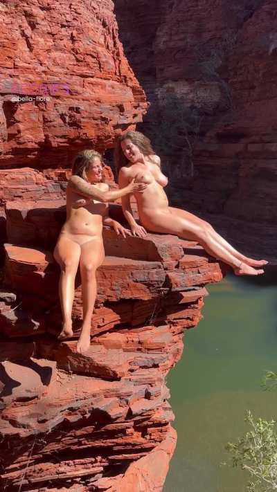 Relaxing on the edge after we climbed through this gorge!