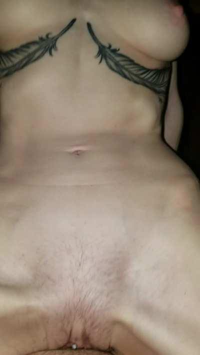 Grinding my pierced pussy onto his cock.