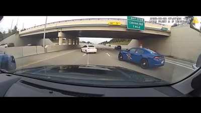 Full video of the grappler device being used to stop a stolen car in Michigan. Device held up to repeated attempts to flee, resulting in the rear axle being ripped off the vehicle